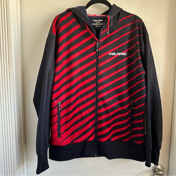 Polaris Other - Polaris Striped Fleece-Lined Zip-Up Men’s Hoodie w Zippered Pockets Sz L